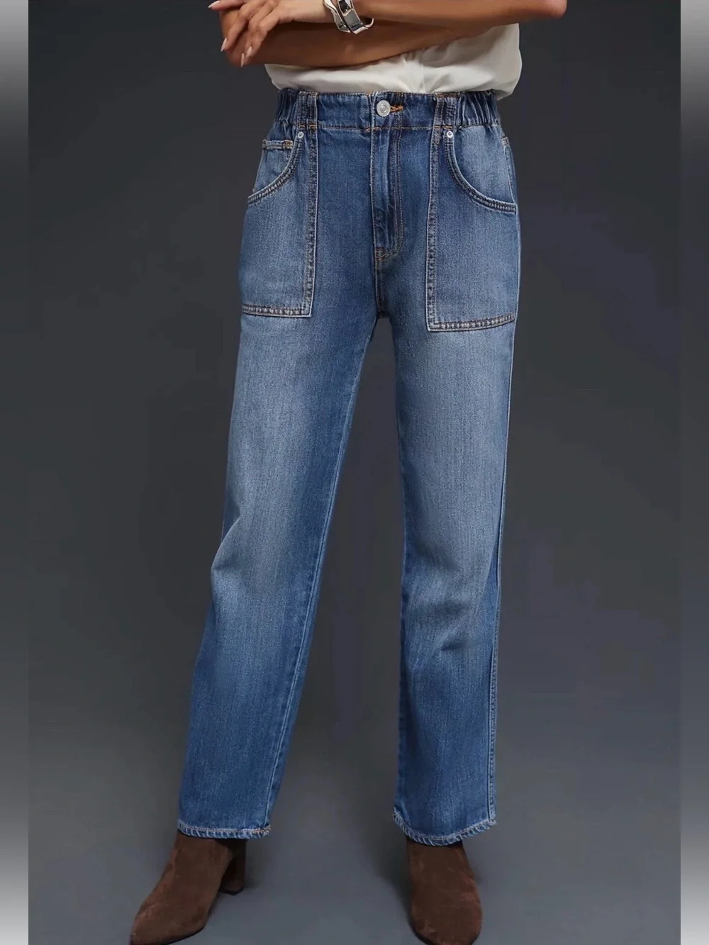 HUDSON Jeans Remi High Rise Straight Leg Ankle Womens Sz 31 Elastic Waist
